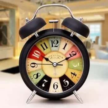 Twin Bell Analog Display Table Alarm Clock With Night Led Light